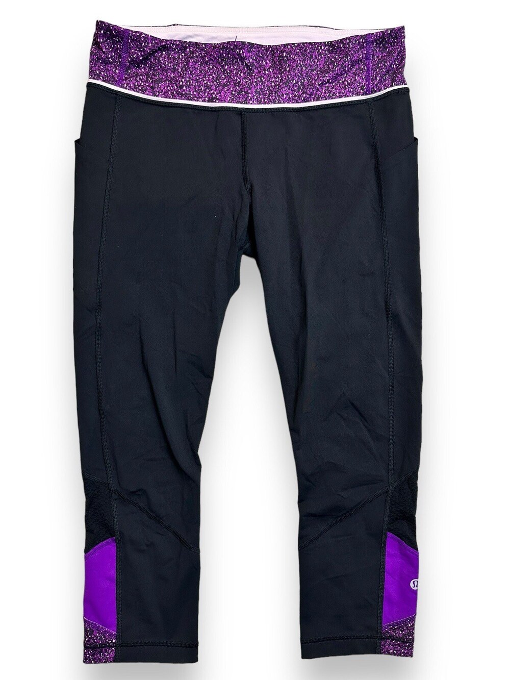 Lululemon Pace Rival Crop Leggings Women's 8 Flasback Static Violet Luxtreme